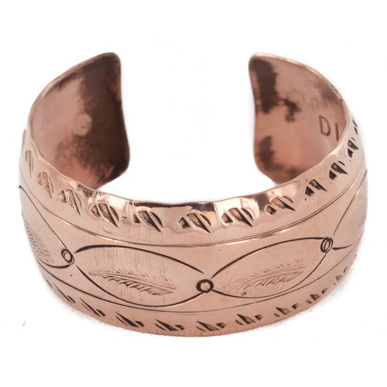 Feather Handmade Navajo Certified Authentic Pure Copper Native American Bracelet 12956-2
