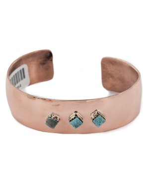 Handmade Certified Authentic Navajo Natural Turquoise Pure Copper Native American Bracelet 12954