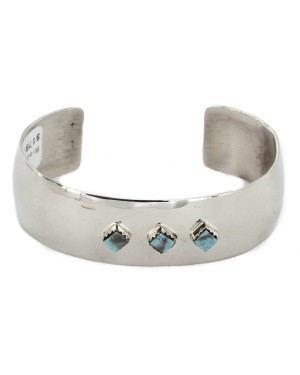 Handmade Certified Authentic Navajo Nickel Natural Turquoise Native American Bracelet 12957-2
