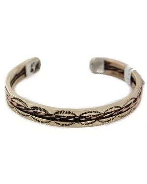 Handmade Navajo Pure Copper and Brass Native American Bracelet 12958-1 Handmade Navajo Pure Copper and Brass Native American Bracelet 12958-1