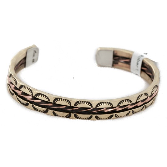 Handmade Certified Authentic Navajo Pure Copper and Brass Native American Bracelet 12958-5