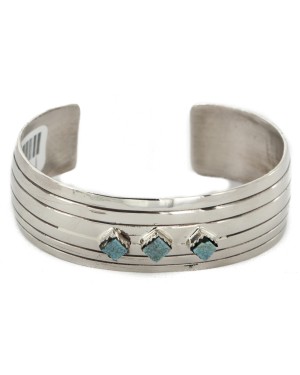 Handmade Certified Authentic Nickel Navajo Natural Turquoise Native American Bracelet 12957-1