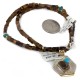 12kt Gold Filled and .925 Sterling Silver Handmade Certified Authentic Navajo Natural Tigers Eye and Turquoise Native American Necklace 740100-13-790100