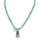.925 Sterling Silver Certified Authentic Navajo Natural Turquoise and Jade Native American Necklace 740104-83-15814