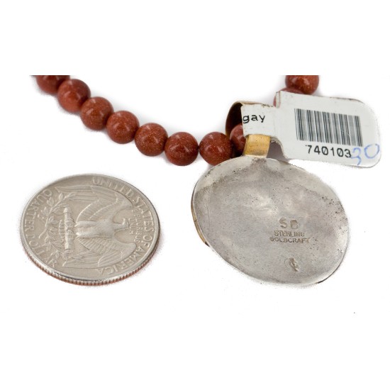 Wolf 12kt Gold Filled and .925 Sterling Silver Handmade Certified Authentic Navajo Natural Turquoise Goldstone Native American Necklace 740103-30-10225 Wolf 12kt Gold Filled and .925 Sterling Silver Handmade Certified Authentic Navajo Natural Turquoise Goldstone Native American Necklace 740103-30-10225