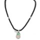 Vintage Style Buffalo Nickel .925 Sterling Silver Certified Authentic Navajo Natural Black Onyx Turquoise Native American Necklace 740105-5-102247