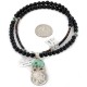 Vintage Style Buffalo Nickel .925 Sterling Silver Certified Authentic Navajo Natural Black Onyx Turquoise Native American Necklace 740105-5-102247