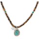 .925 Sterling Silver Handmade Certified Authentic Navajo Natural Tigers Eye Turquoise Native American Necklace 12554-8-10225