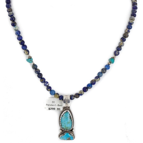 .925 Sterling Silver Certified Authentic Navajo Natural Turquoise Lapis Native American Necklace 15058-10-15771 .925 Sterling Silver Certified Authentic Navajo Natural Turquoise Lapis Native American Necklace 15058-10-15771