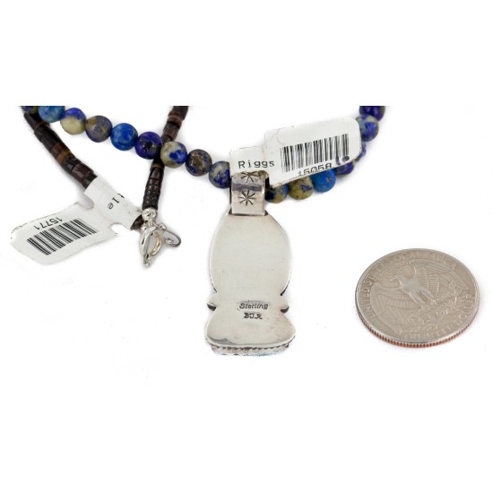 .925 Sterling Silver Certified Authentic Navajo Natural Turquoise Lapis Native American Necklace 15058-10-15771 .925 Sterling Silver Certified Authentic Navajo Natural Turquoise Lapis Native American Necklace 15058-10-15771