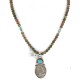 .925 Sterling Silver Handmade Certified Authentic Navajo Natural Jasper and Turquoise Native American Necklace 14747-8-102235