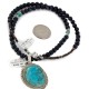 .925 Sterling Silver Handmade Certified Authentic Navajo Natural Purple Goldstone and Turquoise Native American Necklace 15033-15-15814-19