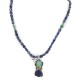 .925 Sterling Silver Handmade Certified Authentic Navajo Natural Turquoise and Lapis Native American Necklace 1489-5-10225