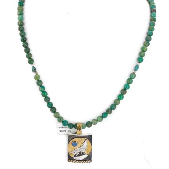 Wolf 12kt Gold Filled and .925 Sterling Silver Handmade Certified Authentic Navajo Natural Turquoise Jasper and Lapis Native American Necklace 24344-4-15965-2 Wolf 12kt Gold Filled and .925 Sterling Silver Handmade Certified Authentic Navajo Natural Turquoise Jasper and Lapis Native American Necklace 24344-4-15965-2