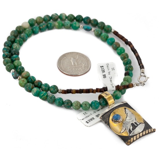 Wolf 12kt Gold Filled and .925 Sterling Silver Handmade Certified Authentic Navajo Natural Turquoise Jasper and Lapis Native American Necklace 24344-4-15965-2 Wolf 12kt Gold Filled and .925 Sterling Silver Handmade Certified Authentic Navajo Natural Turquoise Jasper and Lapis Native American Necklace 24344-4-15965-2