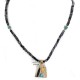 Arrow 12kt Gold Filled and .925 Sterling Silver Handmade Certified Authentic Navajo Natural Snowflake Obsidian Black Onyx and Turquoise Native American Necklace 740101-24-790101