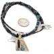 Arrow 12kt Gold Filled and .925 Sterling Silver Handmade Certified Authentic Navajo Natural Snowflake Obsidian Black Onyx and Turquoise Native American Necklace 740101-24-790101