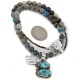 .925 Sterling Silver Certified Authentic Navajo Natural Turquoise Lapis Native American Necklace 34041-2-14542