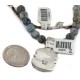 .925 Sterling Silver Certified Authentic Navajo Natural Turquoise Lapis Native American Necklace 34041-2-14542