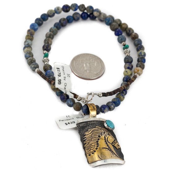Horse 12kt Gold Filled and .925 Sterling Silver Handmade Certified Authentic Navajo Natural Lapis Turquoise Native American Necklace 14725-6-15834 Horse 12kt Gold Filled and .925 Sterling Silver Handmade Certified Authentic Navajo Natural Lapis Turquoise Native American Necklace 14725-6-15834