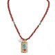 12kt Gold Filled and .925 Sterling Silver Handmade Certified Authentic Navajo Coral Natural Turquoise Native American Necklace 740100-78-1570