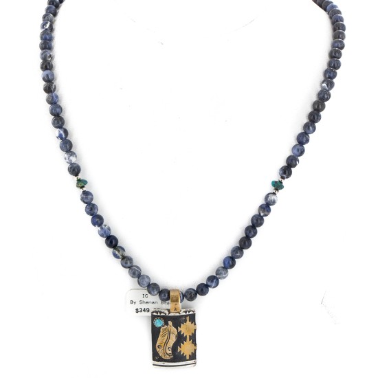 12kt Gold Filled and .925 Sterling Silver Handmade Feather Certified Authentic Navajo Natural Lapis and Turquoise Native American Necklace 15034-27-10225 12kt Gold Filled and .925 Sterling Silver Handmade Feather Certified Authentic Navajo Natural Lapis and Turquoise Native American Necklace 15034-27-10225