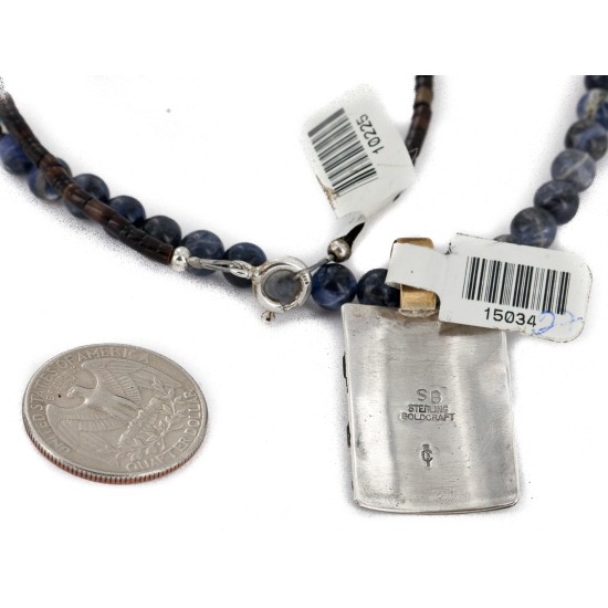 12kt Gold Filled and .925 Sterling Silver Handmade Feather Certified Authentic Navajo Natural Lapis and Turquoise Native American Necklace 15034-27-10225 12kt Gold Filled and .925 Sterling Silver Handmade Feather Certified Authentic Navajo Natural Lapis and Turquoise Native American Necklace 15034-27-10225