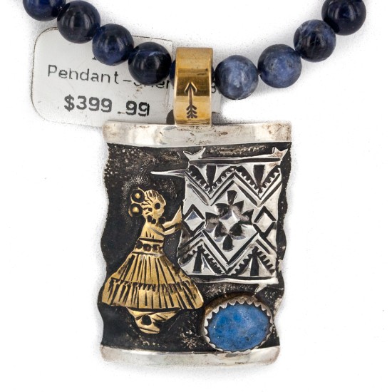12kt Gold Filled and .925 Sterling Silver Handmade Certified Authentic Storyteller Navajo Natural Lapis Turquoise Native American Necklace 24203-1-15771 12kt Gold Filled and .925 Sterling Silver Handmade Certified Authentic Storyteller Navajo Natural Lapis Turquoise Native American Necklace 24203-1-15771
