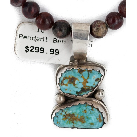 .925 Sterling Silver Certified Authentic Navajo Natural Turquoise and Red Jasper Native American Necklace 34041-1-15786 .925 Sterling Silver Certified Authentic Navajo Natural Turquoise and Red Jasper Native American Necklace 34041-1-15786