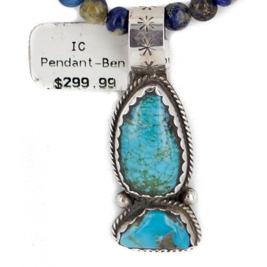 .925 Sterling Silver Certified Authentic Navajo Natural Turquoise Lapis Native American Necklace 15058-10-15771 .925 Sterling Silver Certified Authentic Navajo Natural Turquoise Lapis Native American Necklace 15058-10-15771