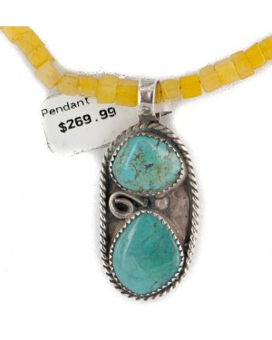 .925 Sterling Silver Handmade Certified Authentic Navajo Turquoise Agate Native American Necklace 14764-2-10225