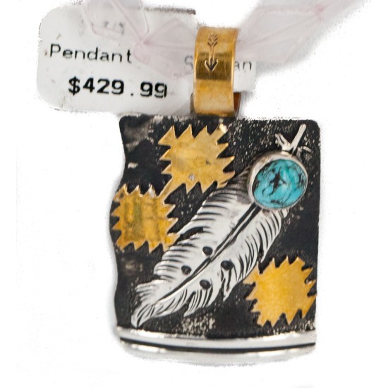 Feather 12kt Gold Filled and .925 Sterling Silver Handmade Certified Authentic Navajo Natural Turquoise Rose Quartz Native American Necklace 15036-4-15781 Feather 12kt Gold Filled and .925 Sterling Silver Handmade Certified Authentic Navajo Natural Turquoise Rose Quartz Native American Necklace 15036-4-15781