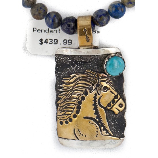 Horse 12kt Gold Filled and .925 Sterling Silver Handmade Certified Authentic Navajo Natural Lapis Turquoise Native American Necklace 14725-6-15834 Horse 12kt Gold Filled and .925 Sterling Silver Handmade Certified Authentic Navajo Natural Lapis Turquoise Native American Necklace 14725-6-15834