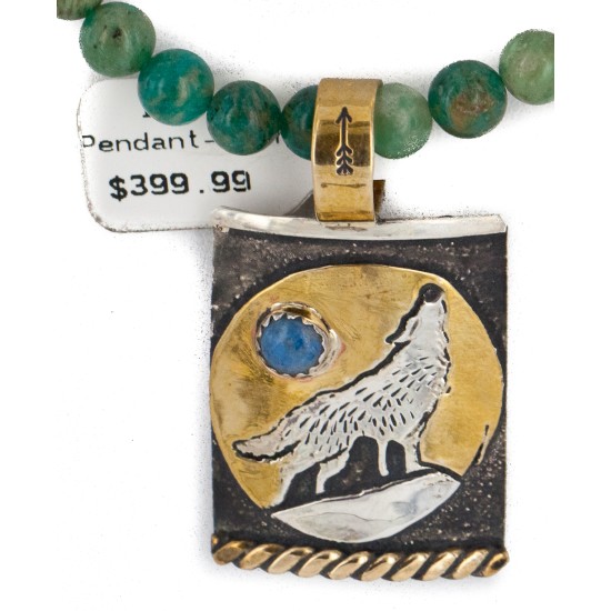 Wolf 12kt Gold Filled and .925 Sterling Silver Handmade Certified Authentic Navajo Natural Turquoise Jasper and Lapis Native American Necklace 24344-4-15965-2 Wolf 12kt Gold Filled and .925 Sterling Silver Handmade Certified Authentic Navajo Natural Turquoise Jasper and Lapis Native American Necklace 24344-4-15965-2