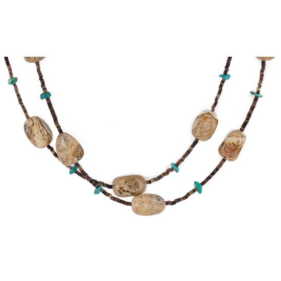 2 Strand Certified Authentic Navajo .925 Sterling Silver Natural Turquoise Agate Native American Necklace  15304-66