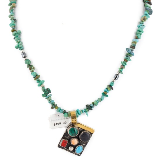 12kt Gold Filled .925 Sterling Silver Handmade Certified Authentic Navajo Natural Turquoise Multicolor Native American Necklace 24333-1-15851 12kt Gold Filled .925 Sterling Silver Handmade Certified Authentic Navajo Natural Turquoise Multicolor Native American Necklace 24333-1-15851