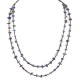 2 Strand Certified Authentic Navajo .925 Sterling Silver Natural Turquoise Lapis Native American Necklace 15585-34