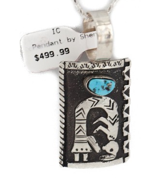 .925 Sterling Silver Handmade Certified Authentic Navajo Natural Turquoise Native American Necklace 24420-6