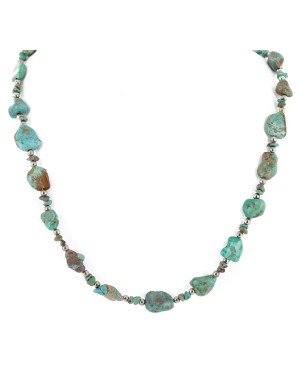 Certified Authentic .925 Sterling Silver Natural Turquoise Chain Native American Necklace 15388 Certified Authentic .925 Sterling Silver Natural Turquoise Chain Native American Necklace 15388