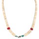 Certified Authentic Navajo .925 Sterling Silver Coral Natural Turquoise Graduated Melon Shell Native American Necklace  25289-5