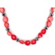 Certified Authentic Navajo .925 Sterling Silver Coral Hematite Native American Necklace 25215-104