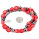 Certified Authentic Navajo .925 Sterling Silver Coral Hematite Native American Necklace 25215-104