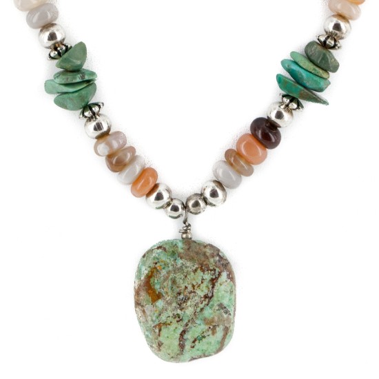 Certified Authentic Navajo .925 Sterling Silver Natural Turquoise Carnelian Native American Necklace 750102-27