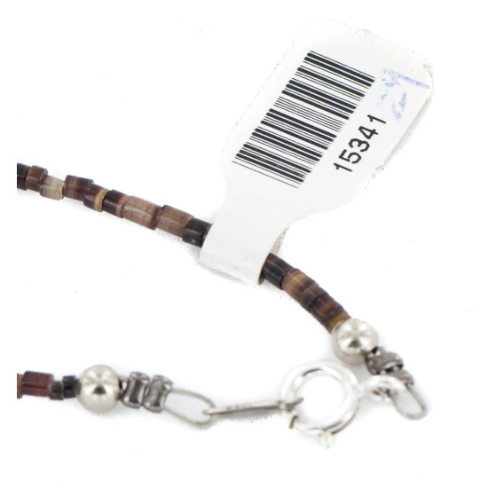 Certified Authentic Navajo .925 Sterling Silver Composite Gaspeite Native American Necklace 15341-29