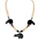 Bear Certified Authentic Navajo .925 Sterling Silver Natural Graduated Melon Shell Turquoise Resin Black Onyx Red Jasper Hematite Native American Necklace 25225-4