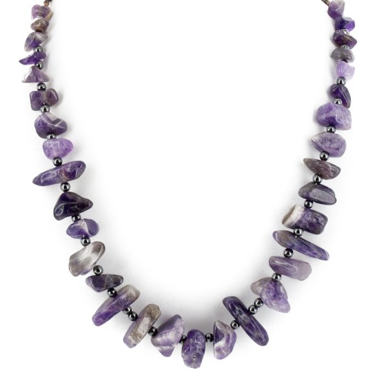 Certified Authentic Navajo .925 Sterling Silver Natural Amethyst Hematite Native American Necklace 15824-16