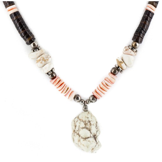 Certified Authentic Navajo .925 Sterling Silver Natural Graduated Heishi White Howlite Native American Necklace 15364-53