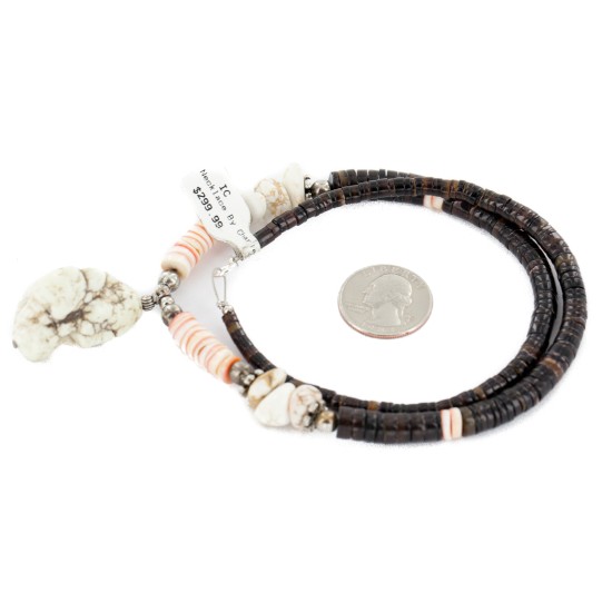 Certified Authentic Navajo .925 Sterling Silver Natural Graduated Heishi White Howlite Native American Necklace 15364-53