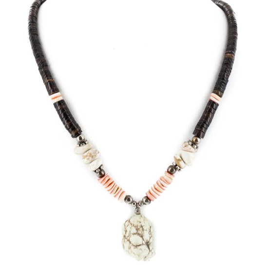 Certified Authentic Navajo .925 Sterling Silver Natural Graduated Heishi White Howlite Native American Necklace 15364-53