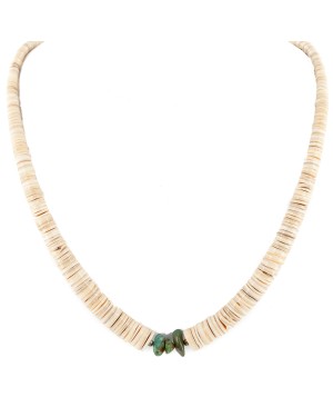 Certified Authentic Navajo .925 Sterling Silver Natural Graduated Melon Shell Turquoise Native American Necklace 15562-57 Certified Authentic Navajo .925 Sterling Silver Natural Graduated Melon Shell Turquoise Native American Necklace 15562-57
